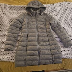Women's Gray Hooded Puffer Coat